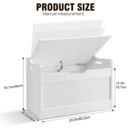 KORVIXA Kids Wooden Toy Box Children Storage Chest in White - Size: 900mm - thumbnail 2