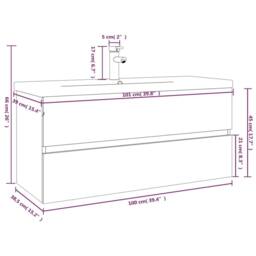 Berkfield Home Sink Cabinet with Built-in Basin Smoked Oak Engineered Wood in Brown - thumbnail 7