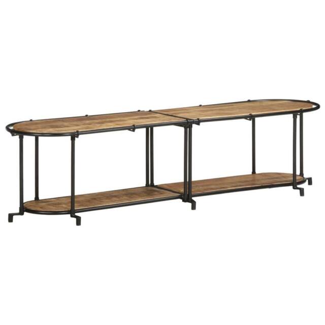 Berkfield Home TV Cabinet 160x42x40 cm Solid Wood Rough Mango in Brown - Size: 160 x 42 x 40 cm - image 1