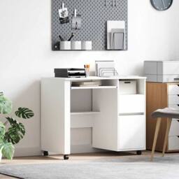 Berkfield Home White Computer Desk with Drawers White MDF, Particle board Standard - thumbnail 2