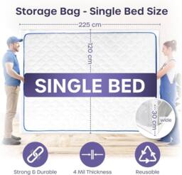 volila Waterproof Mattress Bag for Moving & Storage - Heavy Duty & Reusable in Clear - Size: Large - thumbnail 2