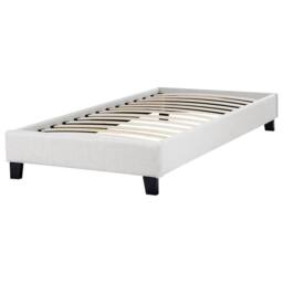 Wyld and Coco EU Single Bed 3ft Light Grey Linen-Look Slatted Frame No Headboard - thumbnail 3