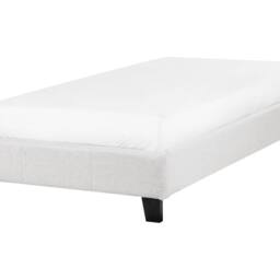 Wyld and Coco EU Single Bed 3ft Light Grey Linen-Look Slatted Frame No Headboard - thumbnail 2