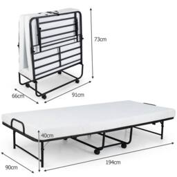 Gymax Folding Bed Portable Portable Guest Bed With Mattress-White in White - thumbnail 2
