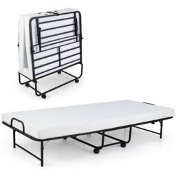 Gymax Folding Bed Portable Portable Guest Bed With Mattress-White in White - thumbnail 1