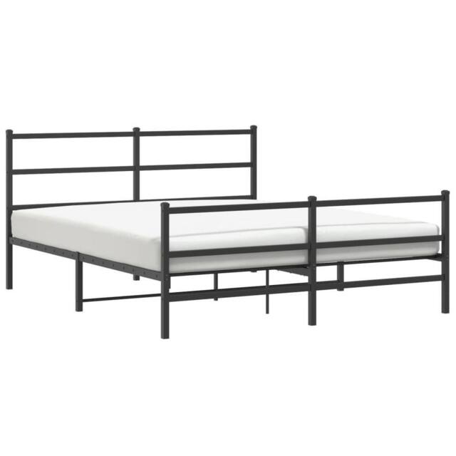 Berkfield Home Metal Bed Frame without Mattress with Footboard¬†Black 150x200cm in Black - Size: 150x200 cm - image 1