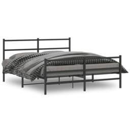Berkfield Home Metal Bed Frame without Mattress with Footboard¬†Black 150x200cm in Black - Size: 150x200 cm - thumbnail 2