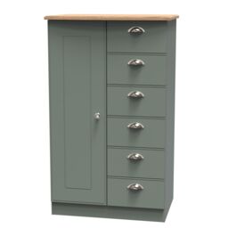 Ready Assembled 2 U Albert 1 Door 5 Drawer Childrens Wardrobe (Ready Assembled) in Pale Green - thumbnail 3