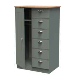 Ready Assembled 2 U Albert 1 Door 5 Drawer Childrens Wardrobe (Ready Assembled) in Pale Green - thumbnail 5