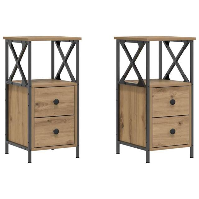 Berkfield Home Bedside Cabinets 2 pcs Artisan Oak 34x35.5x70 cm Engineered Wood in Brown - image 1