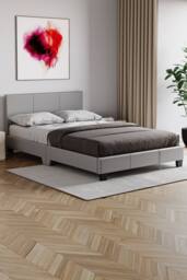 HD Designs Lisbon Small Double Faux Leather Bed Frame UKFR Fabric in Grey - thumbnail 1