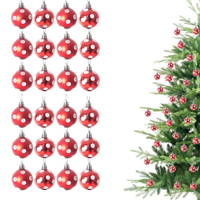 Shatchi Christmas 3cm Bauble White Tree Hanging Decoration Festive Sparkle 12pcs OR 24 pcs in Red - Size: 24 Pack - image 1