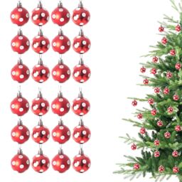 Shatchi Christmas 3cm Bauble White Tree Hanging Decoration Festive Sparkle 12pcs OR 24 pcs in Red - Size: 24 Pack