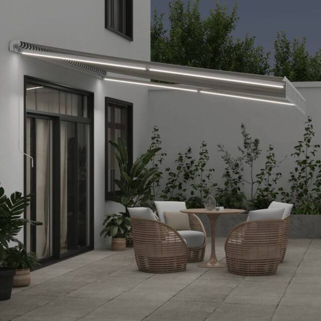 Berkfield Home Manual Retractable Awning with LED Anthracite&White 400x350 cm - image 1