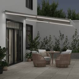 Berkfield Home Manual Retractable Awning with LED Anthracite&White 400x350 cm - thumbnail 1