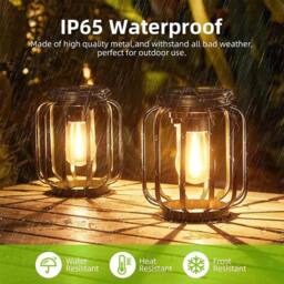 EONLION Columnar 2X Outdoor Solar Lanterns Metal in Black - Size: 100 cm - thumbnail 3