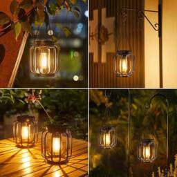 EONLION Columnar 2X Outdoor Solar Lanterns Metal in Black - Size: 100 cm - thumbnail 4