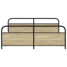 Berkfield Home Metal Bed Frame without Mattress Sonoma Oak 200x200 cm in Light Oak - thumbnail 4