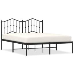 Berkfield Home Metal Bed Frame with Headboard Black 140x190 cm - thumbnail 2