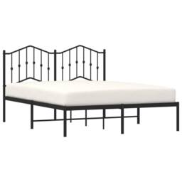 Berkfield Home Metal Bed Frame with Headboard Black 140x190 cm - thumbnail 3