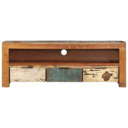 Berkfield Home TV Cabinet 110x30x40 cm Solid Reclaimed Wood in Brown - Size: 110 x 30 x 40 cm - thumbnail 2