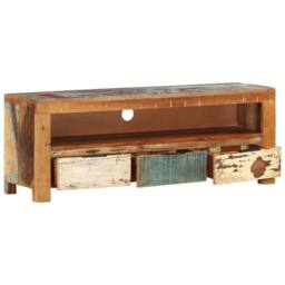 Berkfield Home TV Cabinet 110x30x40 cm Solid Reclaimed Wood in Brown - Size: 110 x 30 x 40 cm - thumbnail 3