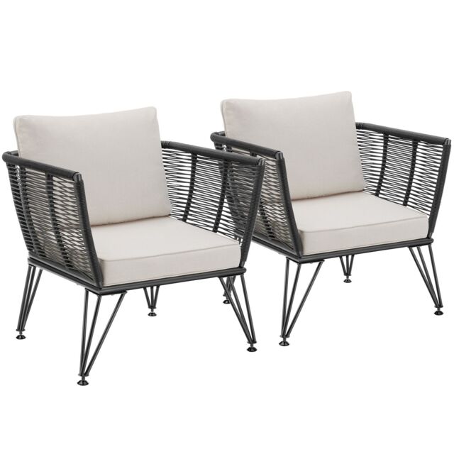 tectake Garden Chair Sundo - thick seat cushions, removable cushion covers in Dark Grey - Size: 2 Seater - image 1