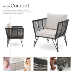tectake Garden Chair Sundo - thick seat cushions, removable cushion covers in Dark Grey - Size: 2 Seater - thumbnail 3