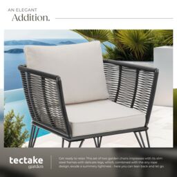 tectake Garden Chair Sundo - thick seat cushions, removable cushion covers in Dark Grey - Size: 2 Seater - thumbnail 4