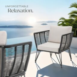 tectake Garden Chair Sundo - thick seat cushions, removable cushion covers in Dark Grey - Size: 2 Seater - thumbnail 8