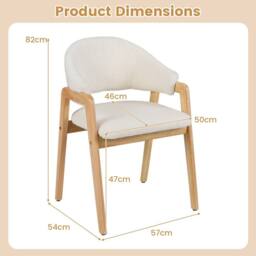 Costway Modern Dining Chair Set of 2 Kitchen Chair w/Padded Seat in White - thumbnail 2