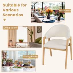 Costway Modern Dining Chair Set of 2 Kitchen Chair w/Padded Seat in White - thumbnail 6