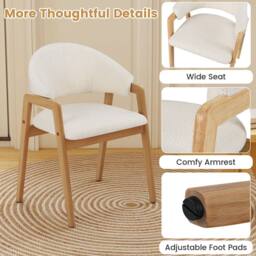 Costway Modern Dining Chair Set of 2 Kitchen Chair w/Padded Seat in White - thumbnail 8