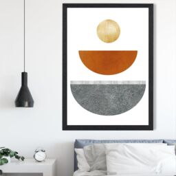 ARTZE Yellow & Orange Circles Mid Century Geometric Framed Print SIZE: A3 with Black Frame - Size: A4 - thumbnail 2