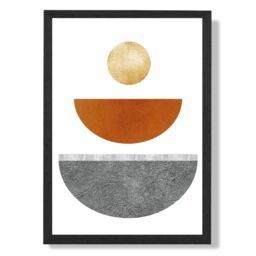 ARTZE Yellow & Orange Circles Mid Century Geometric Framed Print SIZE: A3 with Black Frame - Size: A4 - thumbnail 1