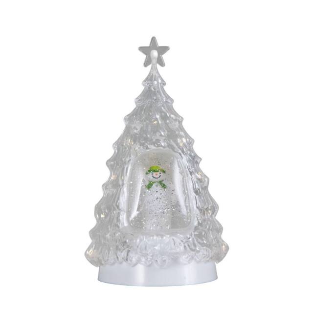 Samuel Alexander 33cm Light up Christmas Tree Water Spinner with The Snowman & LEDs in Clear - image 1