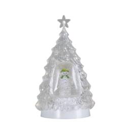 Samuel Alexander 33cm Light up Christmas Tree Water Spinner with The Snowman & LEDs in Clear - thumbnail 1