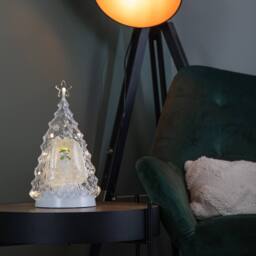 Samuel Alexander 33cm Light up Christmas Tree Water Spinner with The Snowman & LEDs in Clear - thumbnail 3