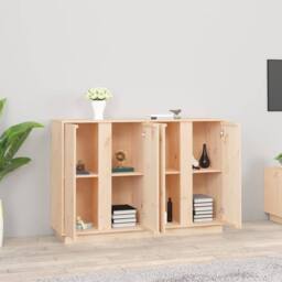 Berkfield Home Sideboard 120x35x80 cm Solid Wood Pine in Light Tan - Size: 120 x 35 x 80 cm