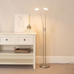 ValueLights Beata Integrated LED 2 Way Floor Lamp in Silver - thumbnail 1