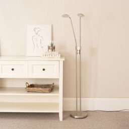 ValueLights Beata Integrated LED 2 Way Floor Lamp in Silver - thumbnail 3