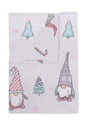 Catherine Lansfield 'Christmas Gnomes' Blanket Throw in Pink - Size: 130 cm x 170 cm - thumbnail 5