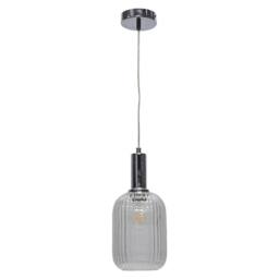 First Choice Lighting Batley - Clear Ribbed Glass Chrome Deco Pendant Fitting - thumbnail 1