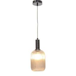 First Choice Lighting Batley - Clear Ribbed Glass Chrome Deco Pendant Fitting - thumbnail 2