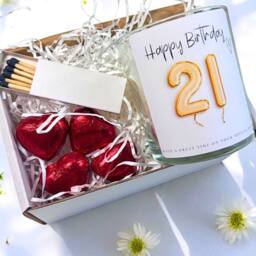 Aye Do Gifts Women's 21st Birthday Gold Balloons Candle Gift Set in White - Size: 1 Pack