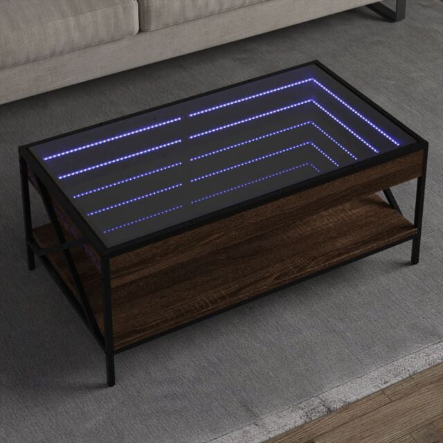 Berkfield Home Coffee Table with Infinity LED Brown Oak 90x50x38 cm - Size: 90 x 50 x 38 cm - image 1