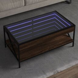 Berkfield Home Coffee Table with Infinity LED Brown Oak 90x50x38 cm - Size: 90 x 50 x 38 cm - thumbnail 1