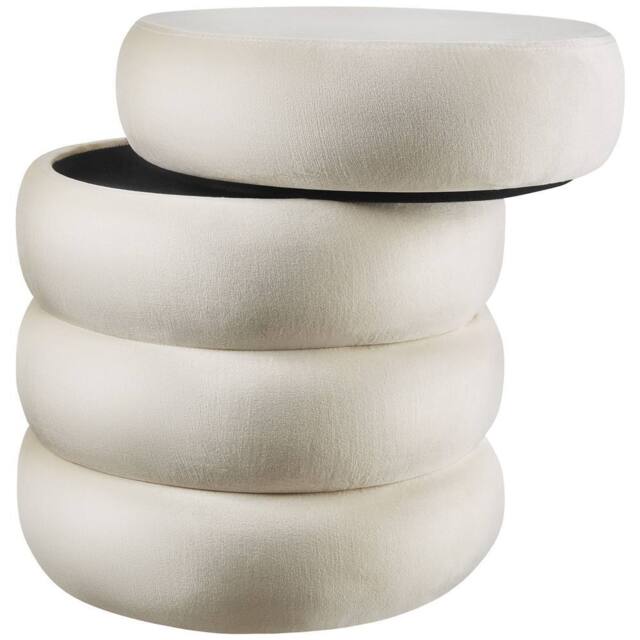 tectake Stool Altu - Padded Seat, Large Storage Space in Cream - image 1