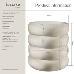 tectake Stool Altu - Padded Seat, Large Storage Space in Cream - thumbnail 6