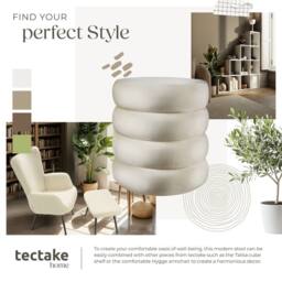 tectake Stool Altu - Padded Seat, Large Storage Space in Cream - thumbnail 8